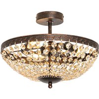 Klassische Deckenleuchte aus Bronze und Kristall, 3-flammig – Mondrian Klassische Deckenleuchte aus Bronze und Kristall, 3-flammig – Mondrian von QAZQA