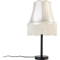 Klassische Tischlampe schwarz mit Granny-Schirm creme 30 cm - Simplo von QAZQA