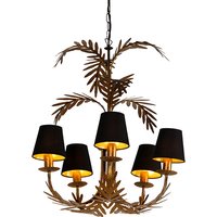 Kronleuchter Gold mit schwarzen Farbtönen 5-Licht - Botanica von QAZQA
