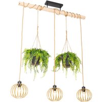 Ländliche Hängelampe Gold mit Holz 3 Lichter - Yura von QAZQA