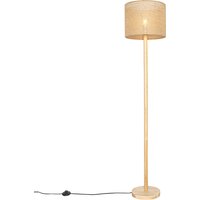 Ländliche Stehlampe Holz mit Leinenschirm natur 32 cm - Mels von QAZQA
