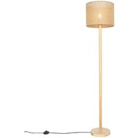 Ländliche Stehlampe Holz mit Leinenschirm natur 32 cm - Mels Ländliche Stehlampe Holz mit Leinenschirm natur 32 cm - Mels von QAZQA
