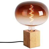 Ländliche Tischleuchte Holz natur inkl. led G220 - Bloc Ländliche Tischleuchte Holz natur inkl. led G220 - Bloc von QAZQA