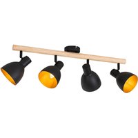 Ländlicher Spot schwarz mit Holz 4-flammig – Flint Ländlicher Spot schwarz mit Holz 4-flammig – Flint von QAZQA