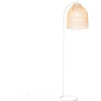 Land Stehlampe weiß mit Rattan - Sam von QAZQA