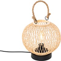 Ländliche Outdoor-Tischlampe aus Rattan – Calamus von QAZQA