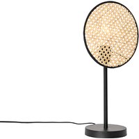 Country Tischlampe schwarz mit Rattan 25 cm - Kata von QAZQA