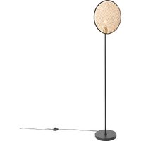 Ländliche Stehlampe schwarz mit Rattan 35 cm - Kata von QAZQA