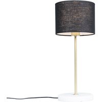 Messing Tischlampe mit schwarzem Lampenschirm 20 cm - Kaso Messing Tischlampe mit schwarzem Lampenschirm 20 cm - Kaso von QAZQA