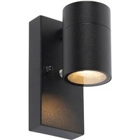Qazqa - Moderne Außenwandleuchte schwarz IP44 mit Dämmerungssensor - Solo von QAZQA
