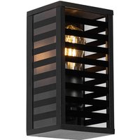 Moderne Außenwandleuchte schwarz mit Rauchglas 26 cm IP44 - Reims von QAZQA