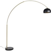 Moderne Bogenleuchte Messing mit Marmorfuß und schwarzem Schirm 32,5 cm - xxl von QAZQA