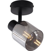 Moderne Deckenleuchte Schwarz mit rundem Rauchglas - Cilin von QAZQA