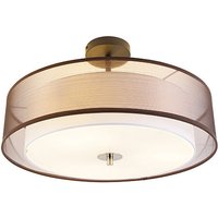Moderne Deckenleuchte braun mit weiß 50 cm 3 Lichter - Drum Duo von QAZQA
