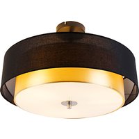 Moderne Deckenleuchte schwarz mit gold 50 cm 3-flammig - Drum Duo von QAZQA