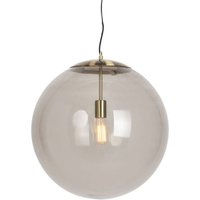 Moderne Hängelampe Messing mit Rauchglas 50 cm - Ball von QAZQA
