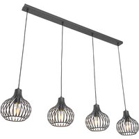 Moderne Hängelampe schwarz 4-Licht - Sapphira Moderne Hängelampe schwarz 4-Licht - Sapphira von QAZQA