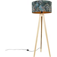 Moderne Stehlampe Holz Stoffschirm Pfau 50 cm - Stativ Classic Moderne Stehlampe Holz Stoffschirm Pfau 50 cm - Stativ Classic von QAZQA