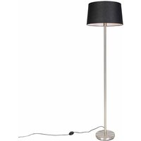 Moderne Stehlampe Stahl mit schwarzem Schirm 45 cm - Simplo Moderne Stehlampe Stahl mit schwarzem Schirm 45 cm - Simplo von QAZQA