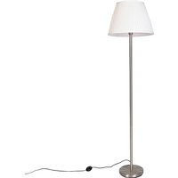 Moderne Stehlampe Stahl mit weißem Faltenschirm 45 cm - Simplo von QAZQA