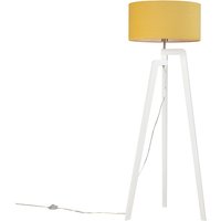 Moderne Stehleuchte weiß mit Lampenschirm in Maisgelb 50 cm - Puros von QAZQA