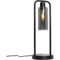 Moderne Tischlampe schwarz mit Rauchglas - Stavelot Moderne Tischlampe schwarz mit Rauchglas - Stavelot von QAZQA