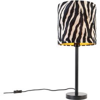 Moderne Tischlampe schwarz mit Schirm Zebra 25 cm - Simplo von QAZQA
