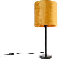 Moderne Tischlampe schwarz mit Schirm gold 25 cm - Simplo von QAZQA