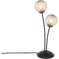Moderne Tischlampe schwarz mit goldenen 2 Lichtern - Athens Wire von QAZQA