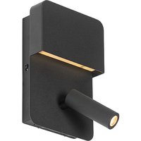 Moderne Wandleuchte schwarz inkl. LED mit USB und Leselampe - Robin von QAZQA