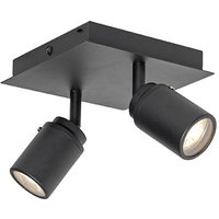 Moderner Badspot schwarz quadratisch 2-flammig IP44 - Ducha von QAZQA