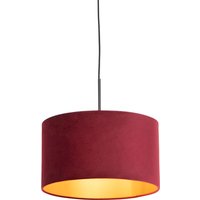 Pendelleuchte mit Veloursschirm rot/gold 35 cm - Combi von QAZQA