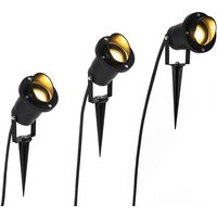 3er Set Pin Spots schwarz inkl. Kabel und Stecker IP65 - Fertig von QAZQA