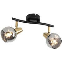 Art Deco Deckenleuchte schwarz mit Rauchglas 2-Licht - Vidro Art Deco Deckenleuchte schwarz mit Rauchglas 2-Licht - Vidro von QAZQA