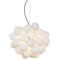 Qazqa - Art-Deco-Hängelampe schwarz mit Opalglas 8-flammig rund – Uvas von QAZQA