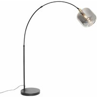 Bogenlampe schwarz mit gold mit Rauchglas - Zuzanna von QAZQA