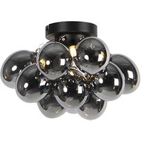 Design Deckenleuchte schwarz mit Rauchglas 3-Licht - Uvas von QAZQA