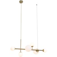 Hotel Chic Hängelampe Gold mit Opalweißem Glas 6-Lichter - Monaco von QAZQA