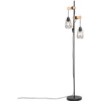 Land Stehlampe schwarz mit Holz 2 Lichter mit Schatten - Dami Frame Land Stehlampe schwarz mit Holz 2 Lichter mit Schatten - Dami Frame von QAZQA