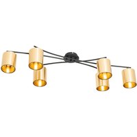 Qazqa - Moderne Deckenleuchte schwarz mit goldenen 6 Lichtern - Lofty von QAZQA