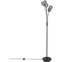 Moderne Stehlampe schwarz 5-Licht mit Rauchglas - Athen Moderne Stehlampe schwarz 5-Licht mit Rauchglas - Athen von QAZQA