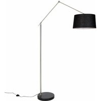 Qazqa - Moderne Stehleuchte Stahl Leinenschirm schwarz 45 cm - Editor von QAZQA