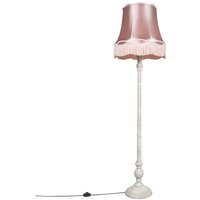 Retro Stehlampe grau mit rosa Oma Schatten - Classico - Rosa von QAZQA