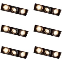 Set mit 6 Einbaustrahlern Schwarz Verstellbar Rahmenlos 3-Lichter - Oneon von QAZQA