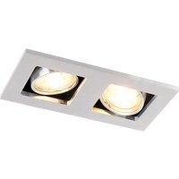 Rechteckiger Einbauspot aus 2-flammigem Aluminium - Qure von QAZQA