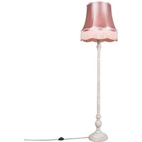 Retro Stehlampe grau mit rosa Oma Schatten - Classico von QAZQA