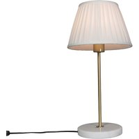 Retro Tischlampe Messing mit Plissee Schirm Creme 25 cm - Kaso von QAZQA