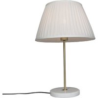Retro Tischlampe Messing mit Plissee Schirm Creme 35 cm - Kaso Retro Tischlampe Messing mit Plissee Schirm Creme 35 cm - Kaso von QAZQA