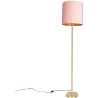 Romantische Stehlampe Messing mit rosa Schirm 40 cm - Simplo von QAZQA