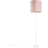 Romantische Stehlampe weiß mit rosa Schirm 40 cm - Simplo von QAZQA